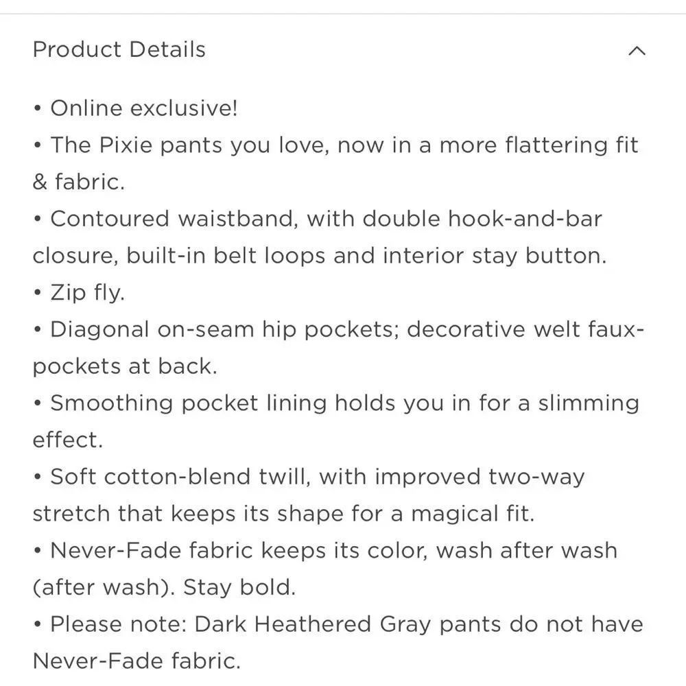 NWT- Old Navy - 24+. Pixie Pant - Picture 3 of 9